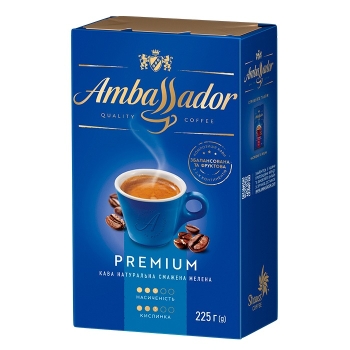 Кава 225 г Ambassador Premium натуральна смажена мелена