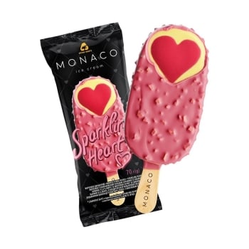 Морозиво 70 г Три Ведмеді "Monaco "Sparkling heart" зі смаком лимона та малини в глазурі ескімо п/ет