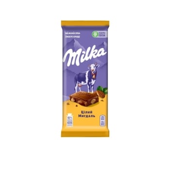 Шоколад 90г Мilka молочний з цілим мигдалем