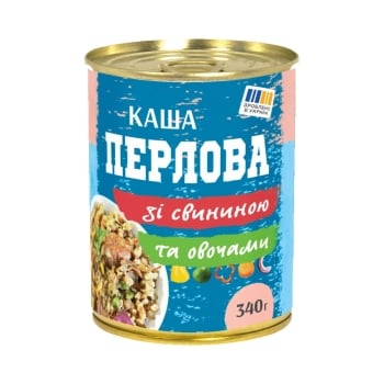 Каша 340 г перлова зі свининою та овочами з/б