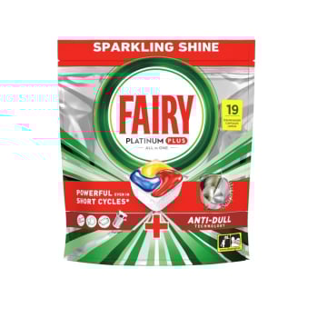 Засіб для миття посуду в посудомийних машинах 19шт Fairy Platinum Plus Все в Одному лимон м/уп