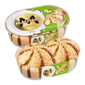 Морозиво 500 г Magnat "Hazelnut" зі смаком "лісовий горіх" пл/лоток