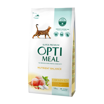 Корм сyхий повнорацiонний для дорослих котiв Optimeal, 1,5 кг