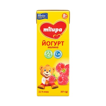 Йогурт 207 г Milupa малина з біфідобактеріями 2,1% п/пак