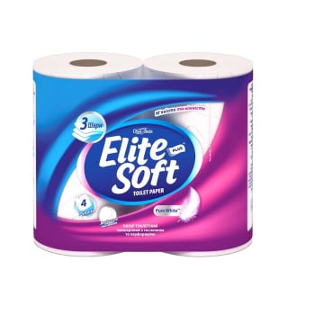 Папір туалетний 4 шт Своя Лінія Elite Soft білий тришаровий, м/уп