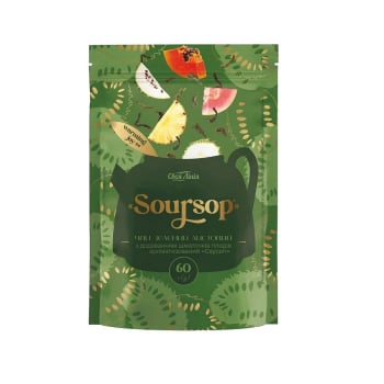 Чай 60 г Своя Лінія Soursop зелений листовий з додаванням шматочків плодів ароматизований, м/уп
