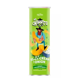 Чипси 165 г Своя Лінія MR CHIPPITO картопляні зі смаком сметани та цибулі к/уп