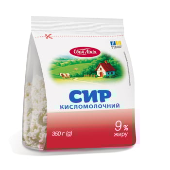 Сир кисломолочний 350 г Своя лінія 9% пакет