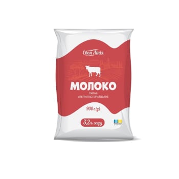 Молоко 0,9 кг Своя Лінія ультрапастеризоване 3,2% тетра-фіно(Ж)