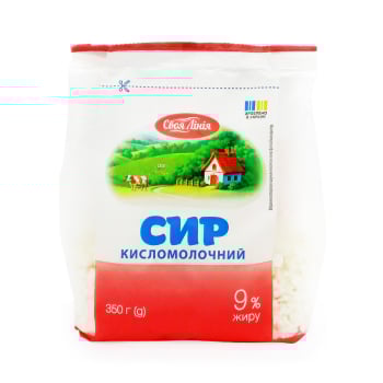 Сир кисломолочний 350 г Своя лінія 9% пакет