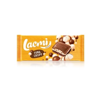 Шоколад 85 г Roshen Lacmi Fun&Crispy молочний пористий з молочною начинкою з кріспі м/уп