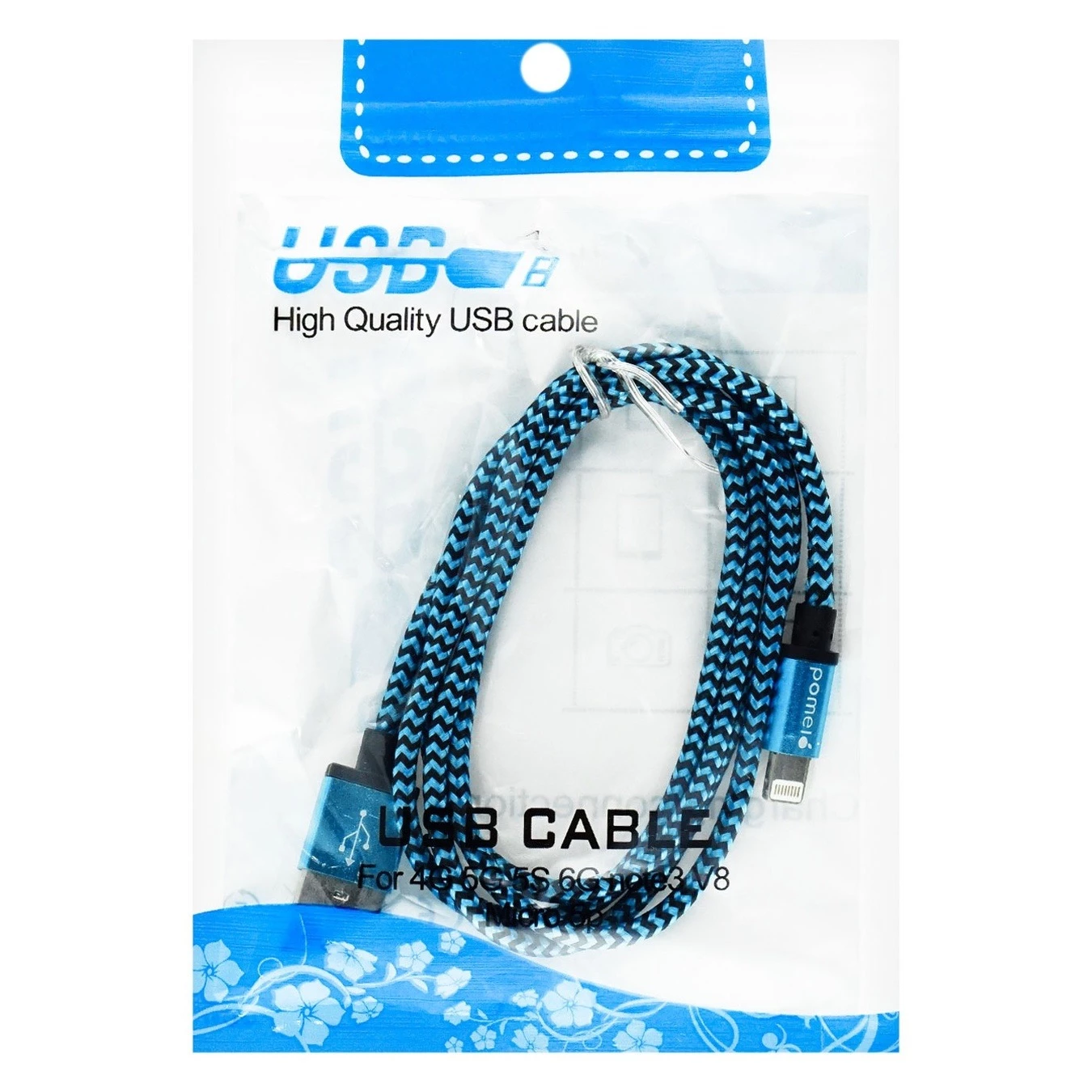 Кабель Optima Pomelo Usb Lightning синій, плетений, 1 м (OPT-PML)