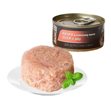 Консервований корм AnimAll 85 г Шматочки качки в желе для дорослих собак