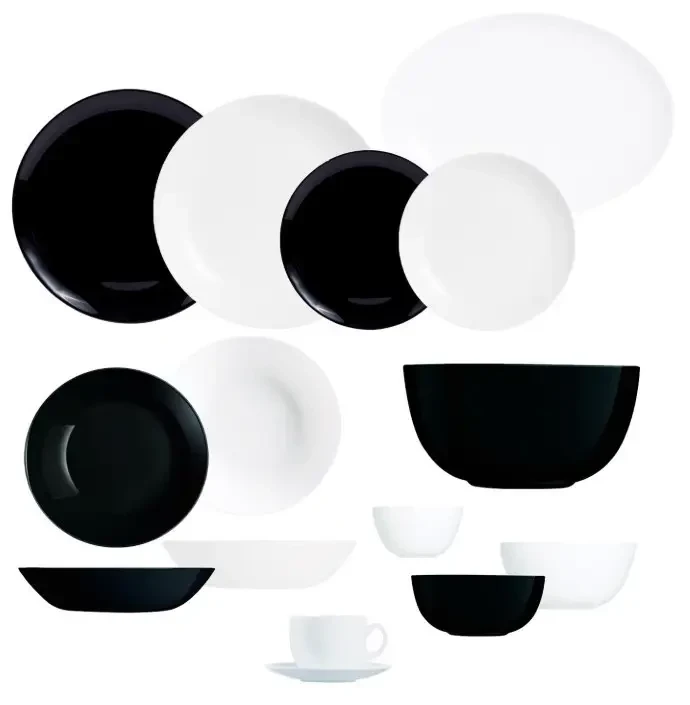 Столовий сервіз Luminarc Diwali Black White 44 предмети (412554)