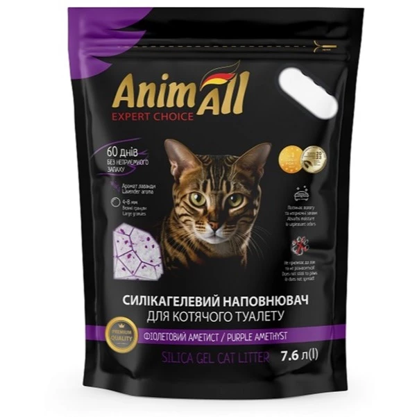 Наповнювач для котячого туалету AnimAll Фіолетовий Аметист силікагель вбираючий 7.6 л (42037)