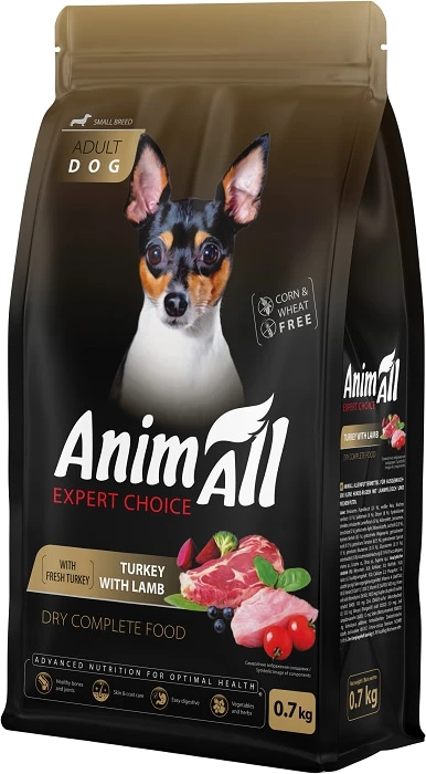 Корм сухий для собак малих порід AnimAll зі свіжою індичкою та ягням 0.7 кг (178615)