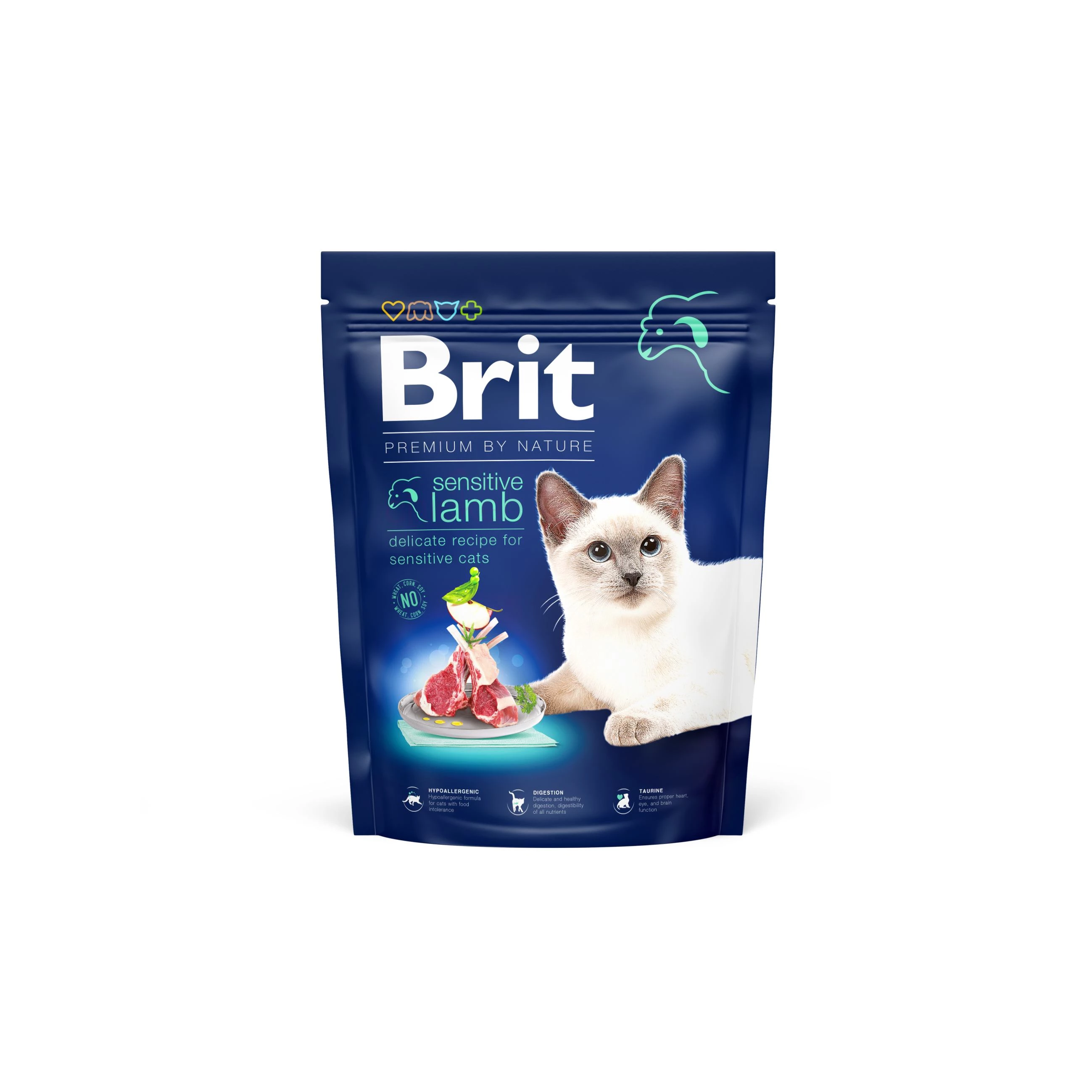 Сухий корм Brit Premium Cat by Nature Sensitive для котів із чутливим травленням з ягням 300 г (8595602553020)