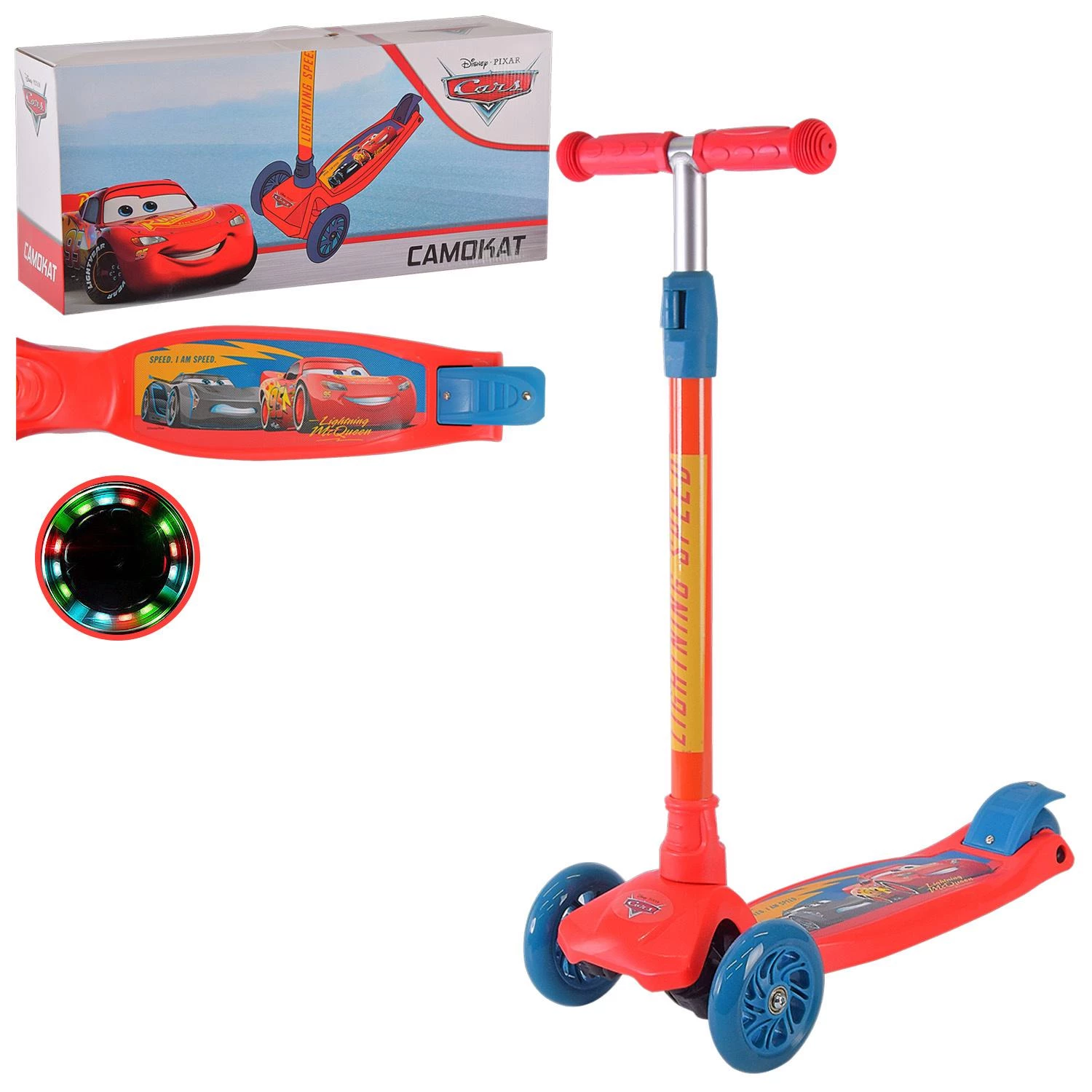 Самокат Bambi Cars Bambi дитячий триколісний, з підсвічуванням (LS2216)