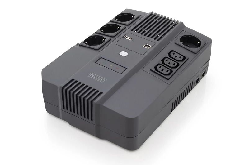 Джерело безперебійного живлення DIGITUS 800VA/480W, LED, RJ45, USB, 4xSchuko/3xC13