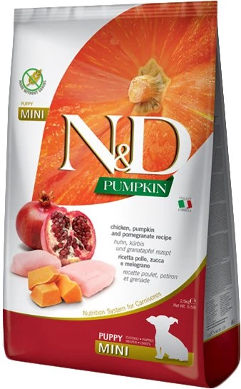 Сухий корм для цуценят малих порід 7 кг. Farmina N&D Grain Free Puppy Mini для цуценят малих порід з куркою, гарбузом і гранатом 8010276038746