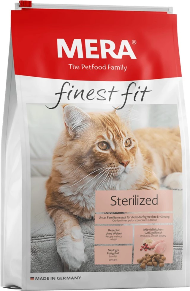 Корм сухий для стерилізованих котів Mera Finest Fit Sterilized зі свіжим м'ясом птиці і журавлиною 1.5 кг (034084 - 4028)