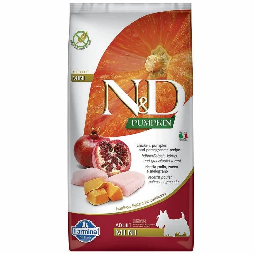Корм сухий для собак малих порід Farmina N&D Grain Free Adult Mini з куркою, гарбузом і гранатом, 7 кг (156354)