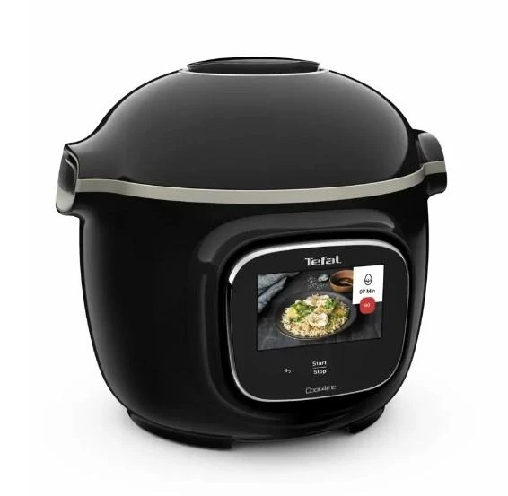 Мультиварка Tefal скороварка Cook4me Touch, 1600 Вт, чаша-6 л, сенсорне керування, 13 програм, управл. смартф., метал, пластик, чорний