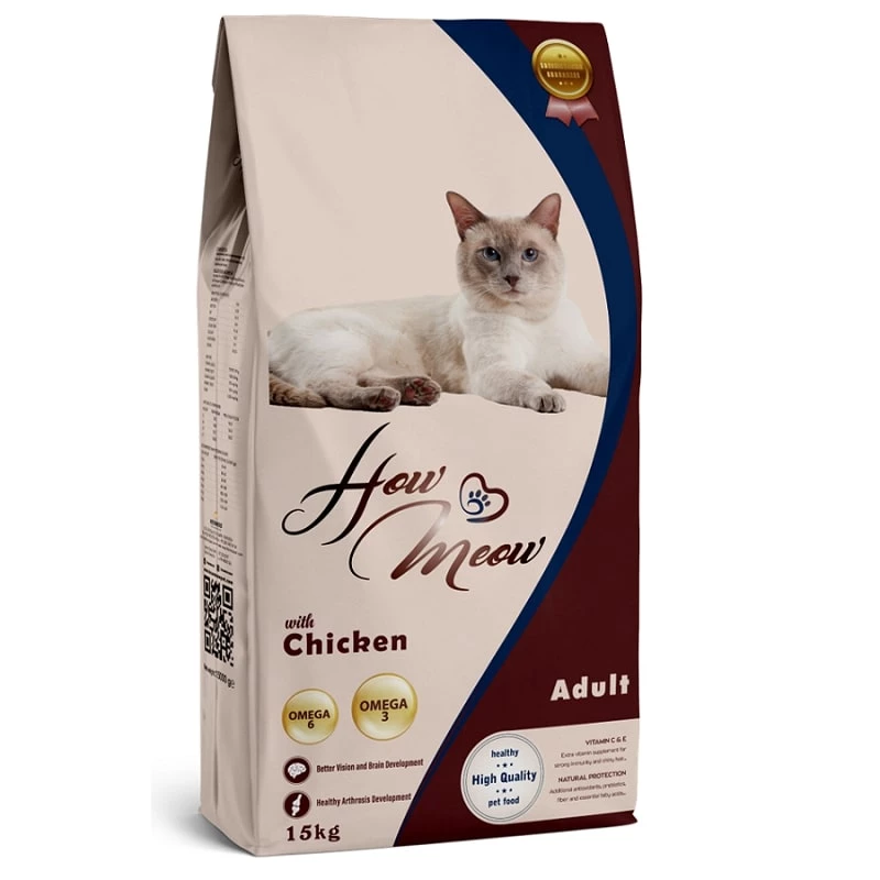 Сухий корм HowMeow Adult Cat повнораціонний для дорослих котів, з куркою, 15 кг (181187)
