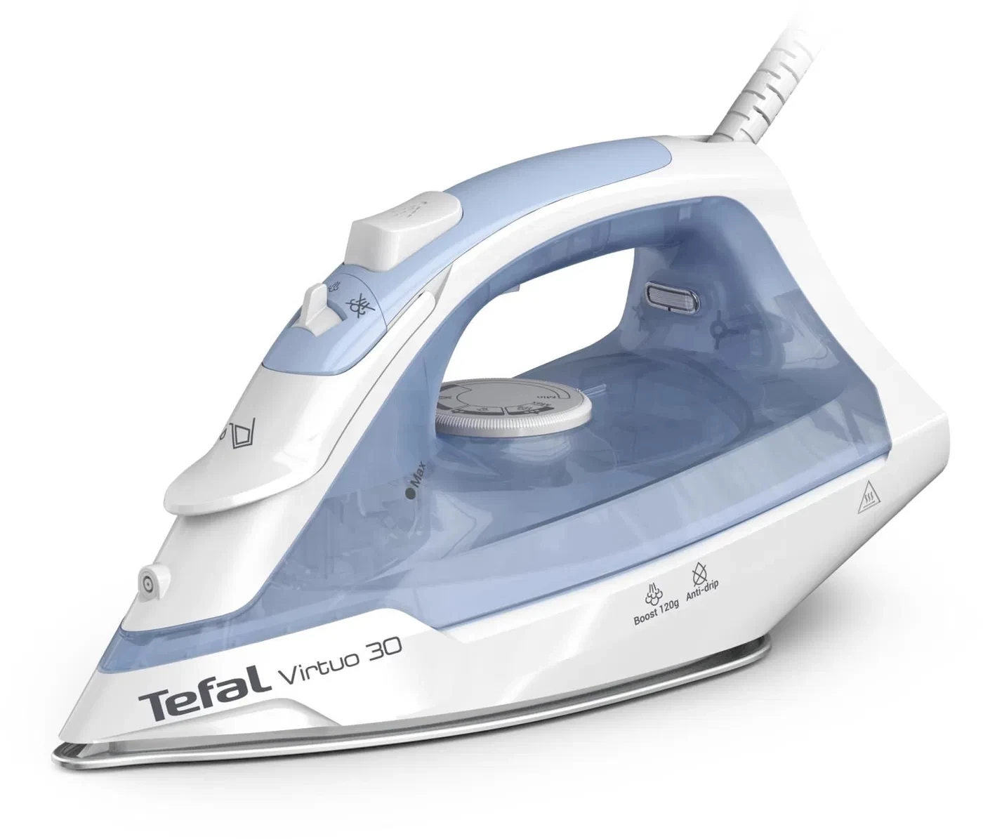 Праска Tefal Virtuo 30 білий з блакитним, 2000 Вт (FV2C41E0)