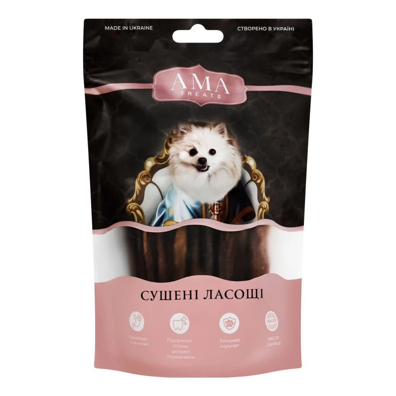 Ласощі для собак AMA Treats Кишка яловича 100 г (4820241161140)