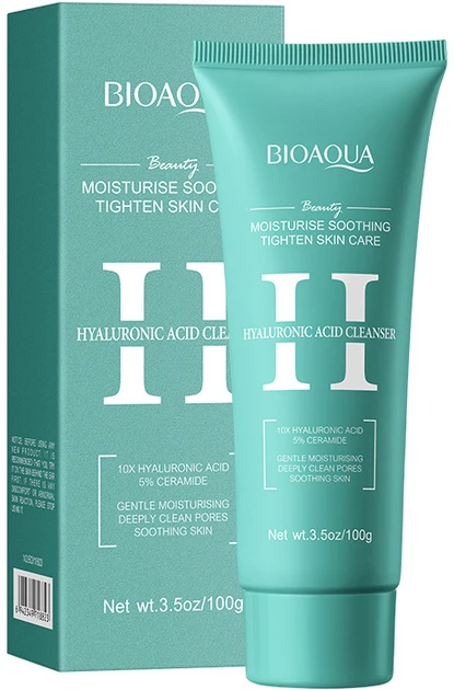 Пінка для обличчя Bioaqua Hyaluronic Acid Face Cleanser з гіалуроновою кислотою 100 г (NO.BQY18823)
