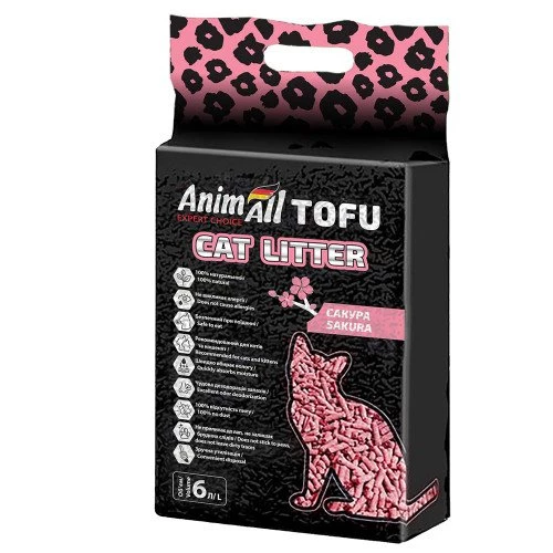 Соєвий наповнювач для котів AnimAll Tofu Saсura з ароматом сакури, , 6 літрів (2,6 кг)