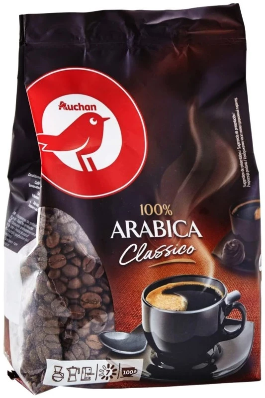 Кава Auchan Арабіка 100% у зернах 500 г (3245678168813)