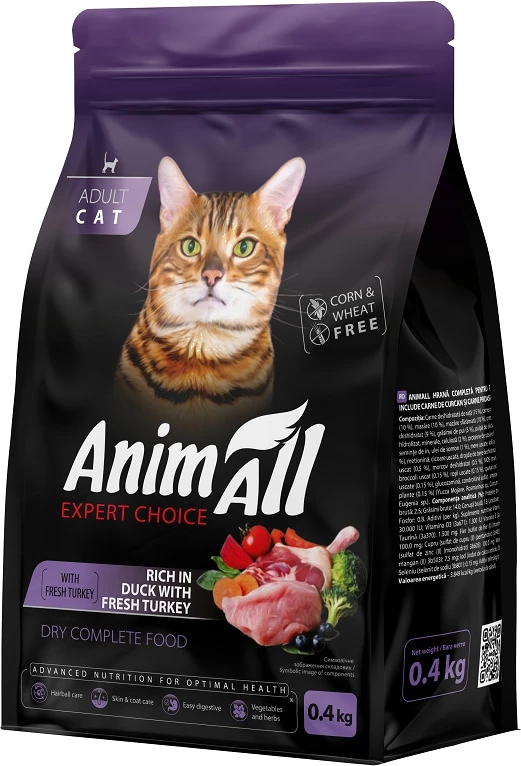 Корм сухий для котів AnimAll зі свіжою індичкою та качкою 0.4 кг (178599)