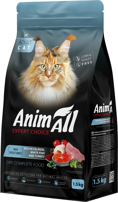 Корм сухий для котів AnimAll з лососем білою рибою та свіжою індичкою 1.5 кг (178601)