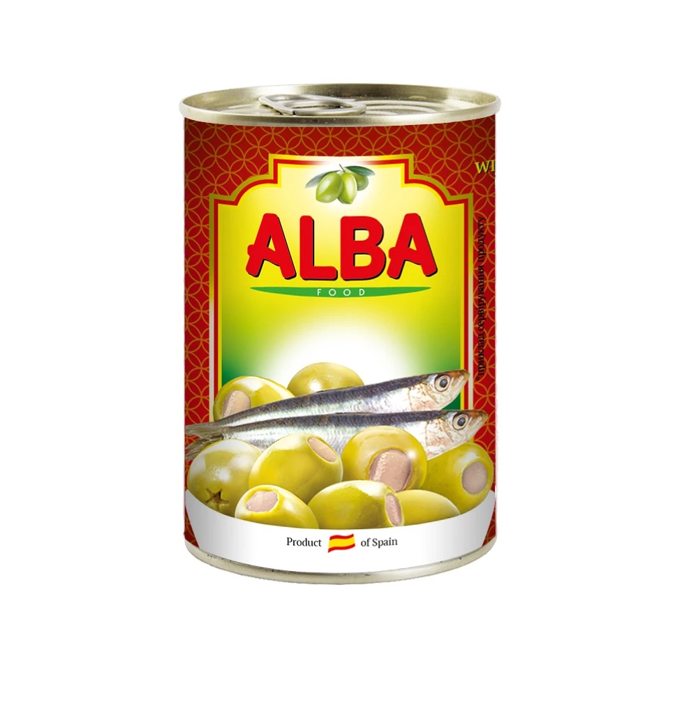 Оливки Alba Food фаршировані анчоусом 420 мл (8435761500292)