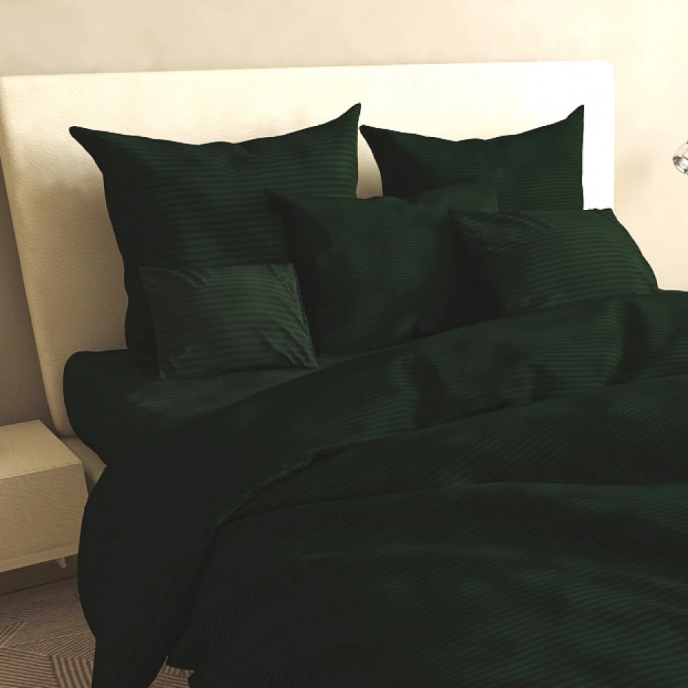 Комплект постільної білизни Stripy Green SoundSleep бязь полуторний