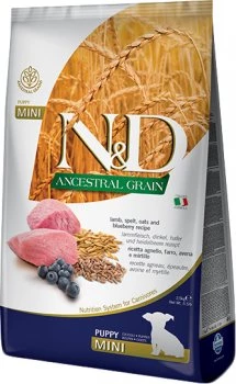 Корм сухий для цуценят малих порід Farmina N&D Low Grain Puppy Mini низькозерновий з ягням та чорницею, 7 кг (156389)