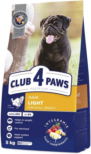 Корм сухий для дорослих собак малих порід Club 4 Paws Premium Контроль ваги з індичкою 5 кг (4820215367851)