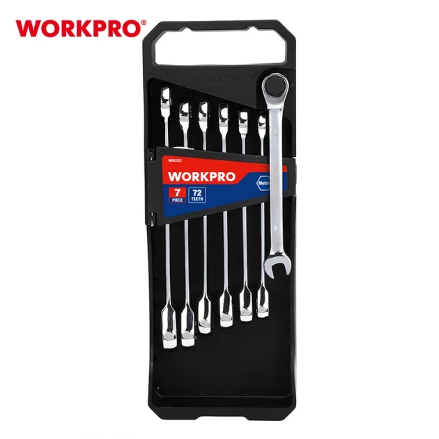 Набір гайкових ключів з храповим механізмом Workpro (7 пред.) W003322