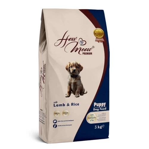 Сухий корм HowMeow Puppy повнораціонний для цуценят, з ягням та рисом, 3 кг (181186)