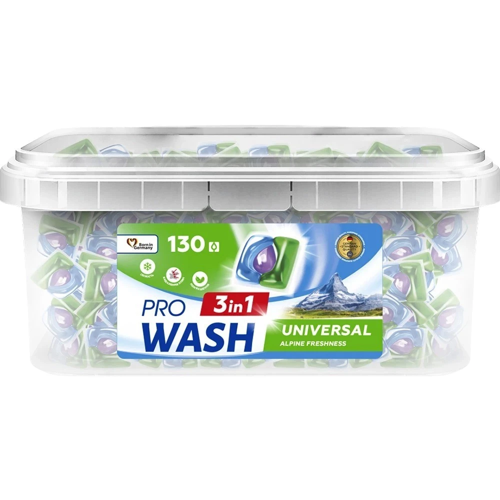 Капсули для прання Pro Wash 3в1 Альпійська свіжість 130 шт (4262396145413)