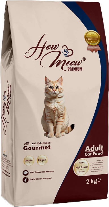 Cухий корм HowMeow Adult Cat Gurme повнораціонний для дорослих котів, ягня, курка, риба, 2 кг (181191)