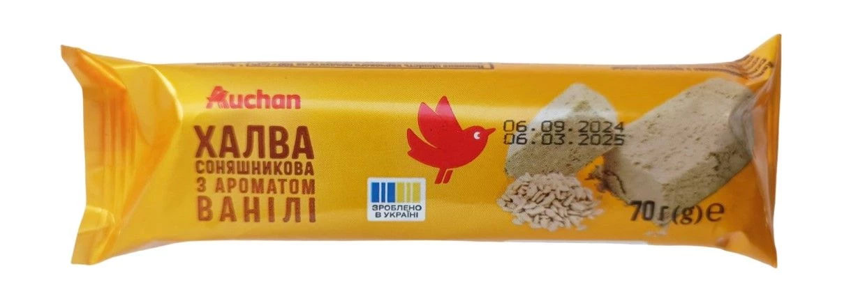 Халва Auchan соняшникова ванільна 70 г (4823090135119)