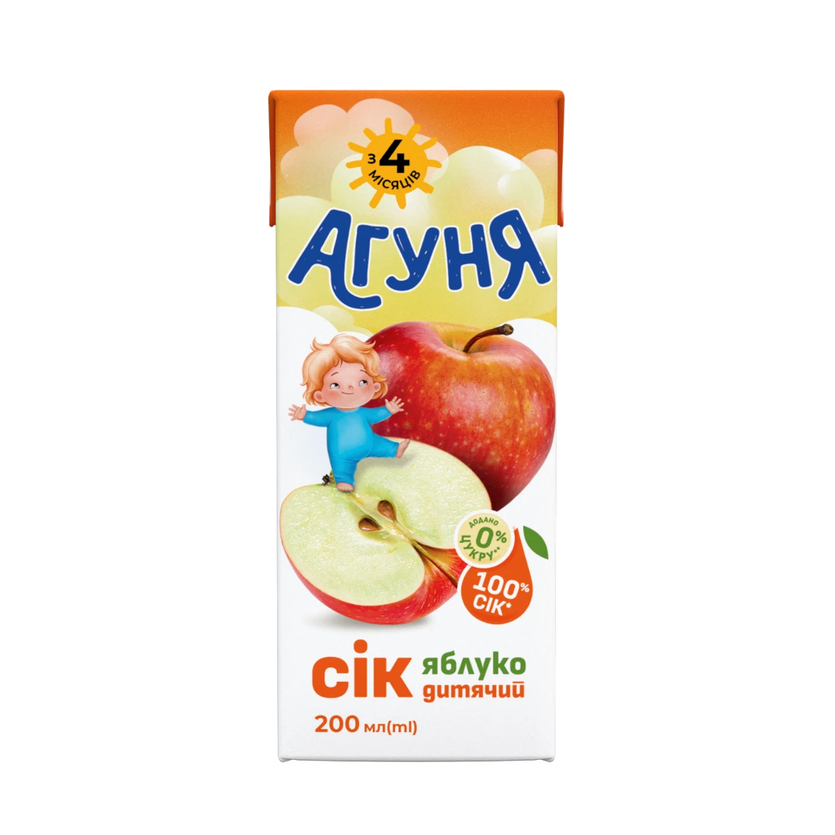 Дитячий сік Агуня яблуко, 200 мл