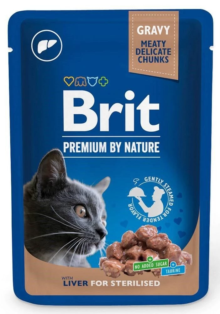 Корм вологий для стерилізованих котів Brit Premium з печінкою 100 г (8595602548453)